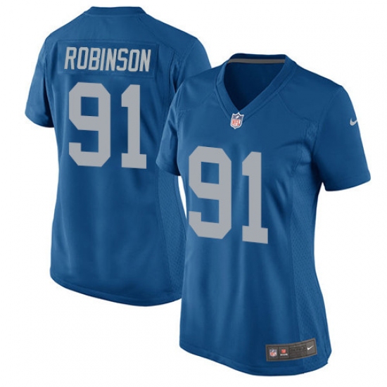 Women's Nike Detroit Lions 91 A'Shawn Robinson Game Blue Alternate NFL Jersey