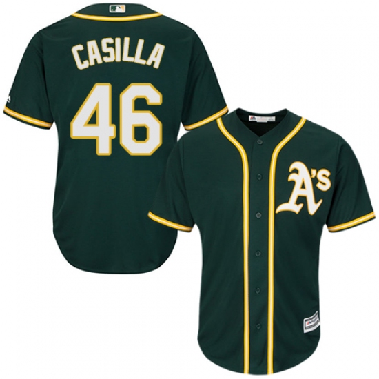 Youth Majestic Oakland Athletics 46 Santiago Casilla Replica Green Alternate 1 Cool Base MLB Jersey