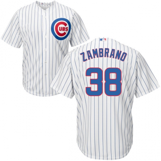 Youth Majestic Chicago Cubs 38 Carlos Zambrano Authentic White Home Cool Base MLB Jersey