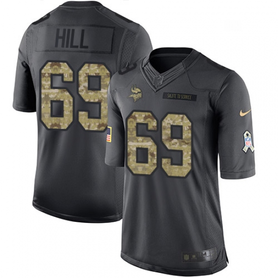 Men's Nike Minnesota Vikings 69 Rashod Hill Limited Black 2016 Salute to Service NFL Jersey