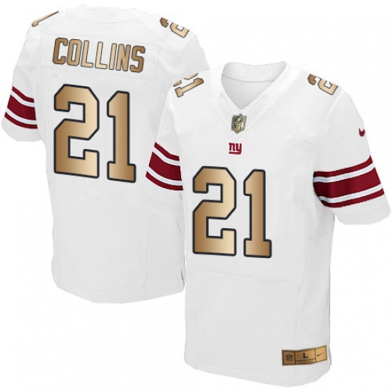 Men's Nike New York Giants 21 Landon Collins Elite White/Gold NFL Jersey