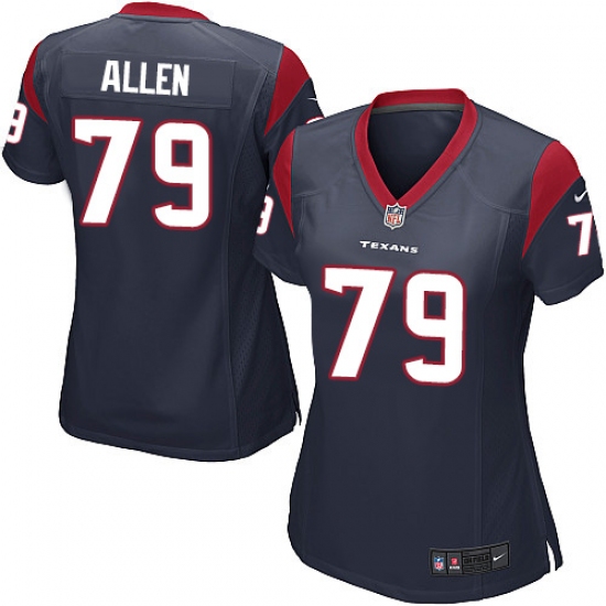 Women's Nike Houston Texans 79 Jeff Allen Game Navy Blue Team Color NFL Jersey