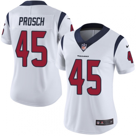 Women's Nike Houston Texans 45 Jay Prosch Elite White NFL Jersey