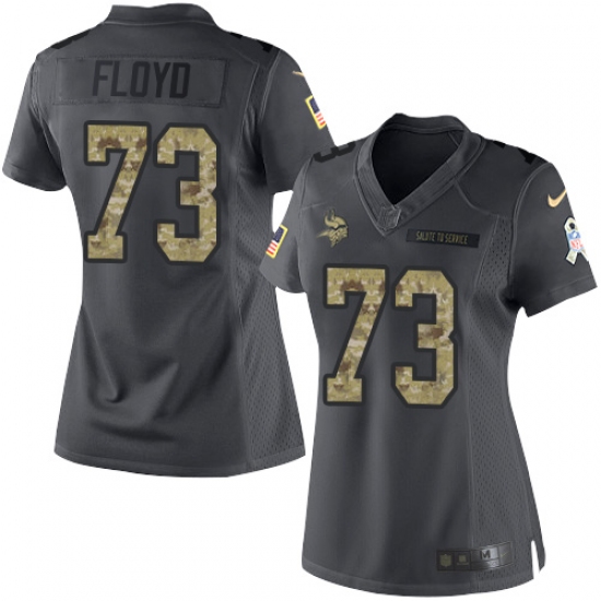 Women's Nike Minnesota Vikings 73 Sharrif Floyd Limited Black 2016 Salute to Service NFL Jersey