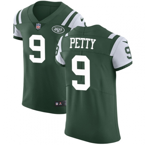 Men's Nike New York Jets 9 Bryce Petty Elite Green Team Color NFL Jersey