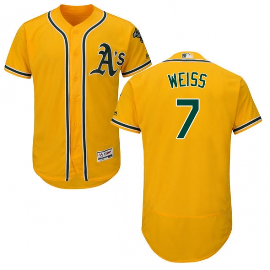 Men's Majestic Oakland Athletics 7 Walt Weiss Gold Alternate Flex Base Authentic Collection MLB Jersey