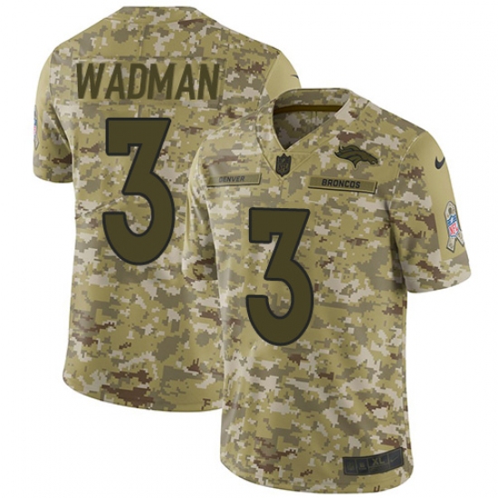 Men's Nike Denver Broncos 3 Colby Wadman Limited Camo 2018 Salute to Service NFL Jersey