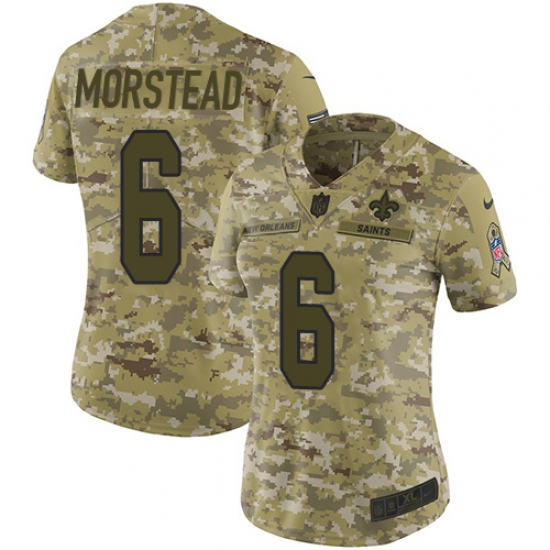 Women's Nike New Orleans Saints 6 Thomas Morstead Limited Camo 2018 Salute to Service NFL Jersey