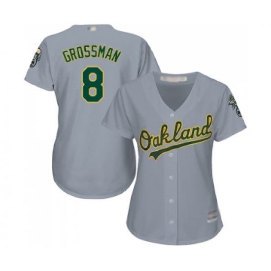 Women's Oakland Athletics 8 Robbie Grossman Replica Grey Road Cool Base Baseball Jersey