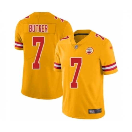 Men's Kansas City Chiefs 7 Harrison Butker Limited Gold Inverted Legend Football Jersey