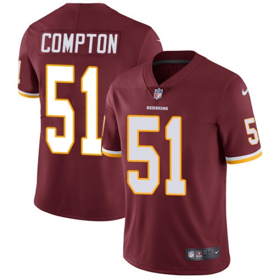 Youth Nike Washington Redskins 51 Will Compton Burgundy Red Team Color Vapor Untouchable Limited Player NFL Jersey