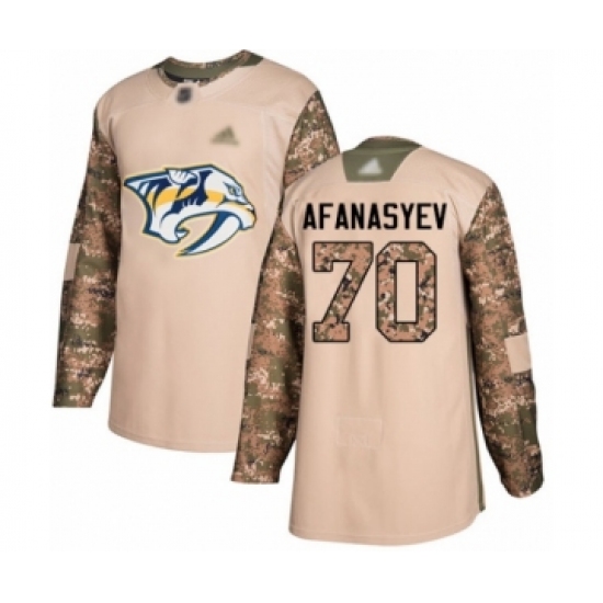 Men's Nashville Predators 70 Egor Afanasyev Authentic Camo Veterans Day Practice Hockey Jersey