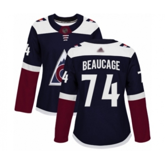 Women's Colorado Avalanche 74 Alex Beaucage Authentic Navy Blue Alternate Hockey Jersey