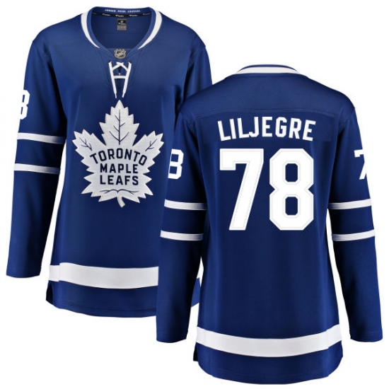 Women's Toronto Maple Leafs 78 Timothy Liljegren Authentic Royal Blue Home Fanatics Branded Breakaway NHL Jersey