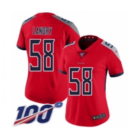 Women's Tennessee Titans 58 Harold Landry Limited Red Inverted Legend 100th Season Football Jersey