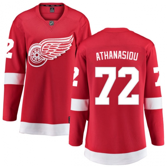 Women's Detroit Red Wings 72 Andreas Athanasiou Fanatics Branded Red Home Breakaway NHL Jersey