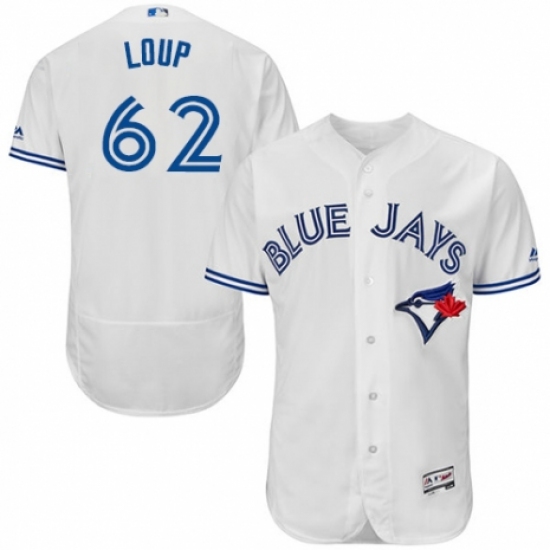 Men's Majestic Toronto Blue Jays 62 Aaron Loup White Home Flex Base Authentic Collection MLB Jersey