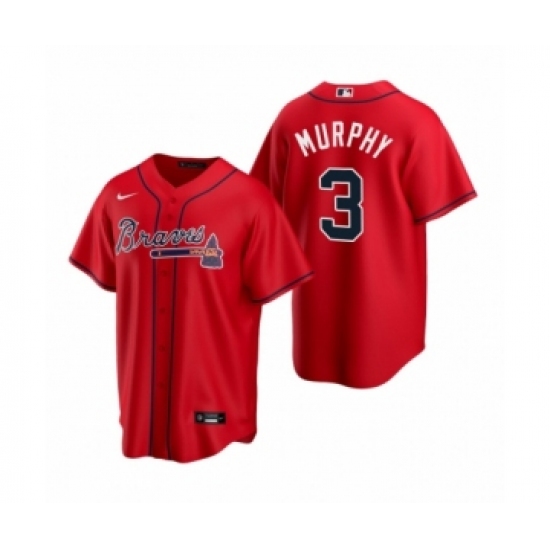 Women Atlanta Braves 3 Dale Murphy Nike Red 2020 Replica Alternate Jersey