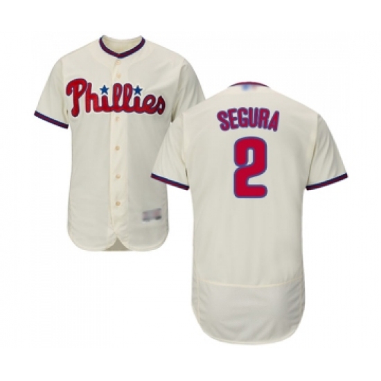 Men's Philadelphia Phillies 2 Jean Segura Cream Alternate Flex Base Authentic Collection Baseball Jersey