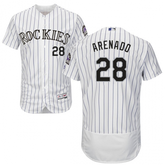 Men's Majestic Colorado Rockies 28 Nolan Arenado White Home Flex Base Authentic Collection MLB Jersey