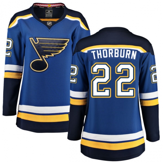 Women's St. Louis Blues 22 Chris Thorburn Fanatics Branded Royal Blue Home Breakaway NHL Jersey