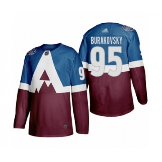 Men's Colorado Avalanche 95 Andre Burakovsky Authentic BurgundyBlue 2020 Stadium Series Hockey Jersey