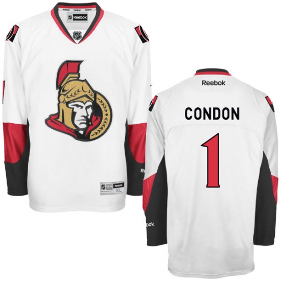 Women's Reebok Ottawa Senators 1 Mike Condon Authentic White Away NHL Jersey