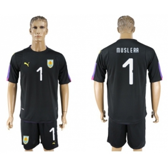 Uruguay 1 Muslera Black Goalkeeper Soccer Country Jersey