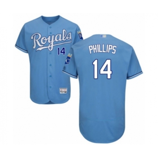 Men's Kansas City Royals 14 Brett Phillips Light Blue Alternate Flex Base Authentic Collection Baseball Player Jersey