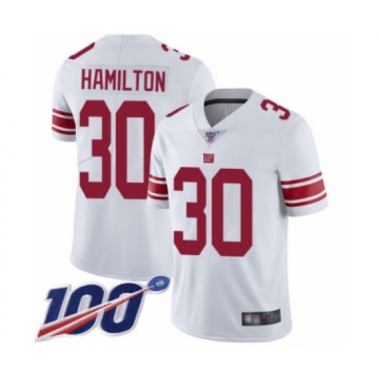 Youth New York Giants 30 Antonio Hamilton White Vapor Untouchable Limited Player 100th Season Football Jersey