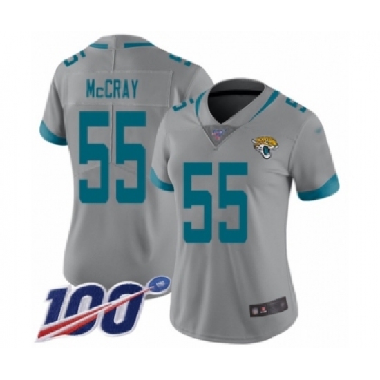 Women's Jacksonville Jaguars 55 Lerentee McCray Silver Inverted Legend Limited 100th Season Football Jersey