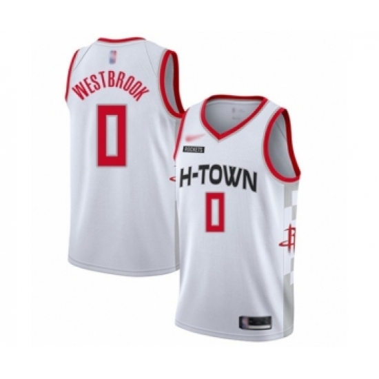 Youth Houston Rockets 0 Russell Westbrook Swingman White Basketball Jersey - 2019-20 City Edition