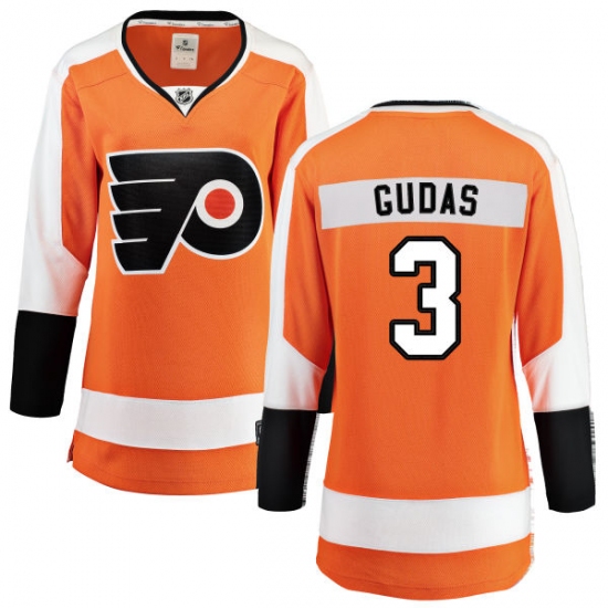 Women's Philadelphia Flyers 3 Radko Gudas Fanatics Branded Orange Home Breakaway NHL Jersey