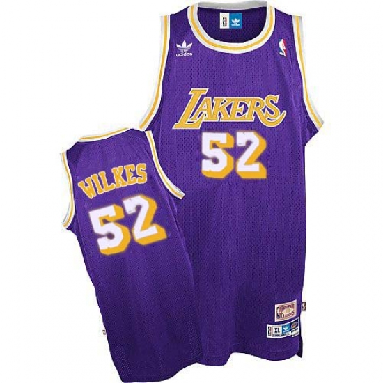 Men's Adidas Los Angeles Lakers 52 Jamaal Wilkes Swingman Purple Throwback NBA Jersey