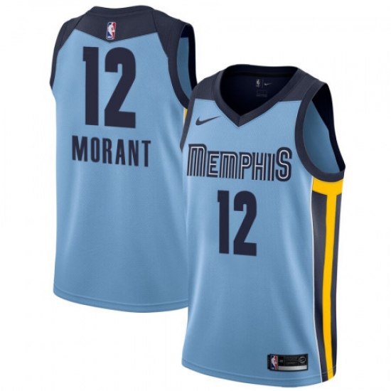 Men's Nike Memphis Grizzlies 12 Ja Morant Light Blue NBA Swingman Statement Edition Jersey