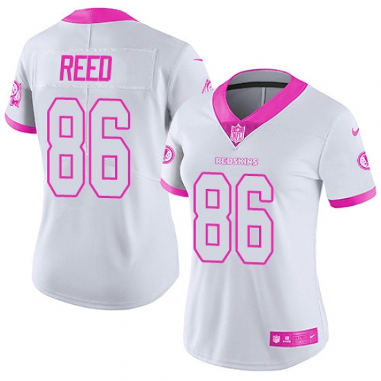 Women's Nike Washington Redskins 86 Jordan Reed Limited White/Pink Rush Fashion NFL Jersey