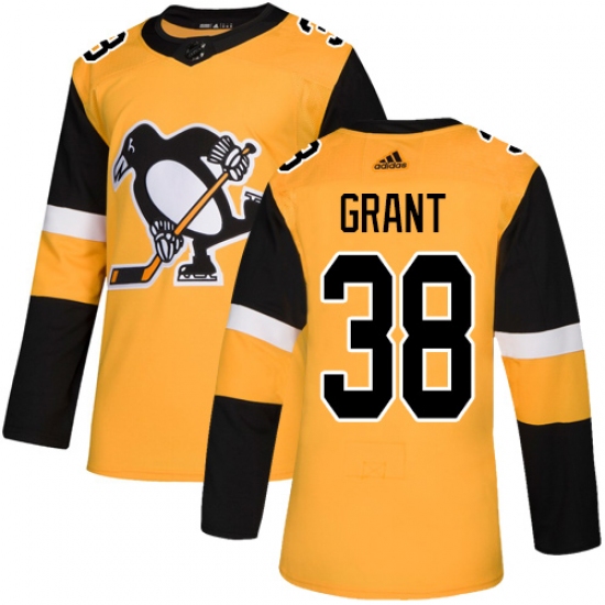 Men's Adidas Pittsburgh Penguins 38 Derek Grant Authentic Gold Alternate NHL Jersey