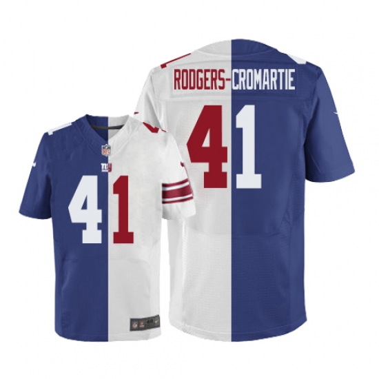 Men's Nike New York Giants 41 Dominique Rodgers-Cromartie Elite Blue/White Split Fashion NFL Jersey