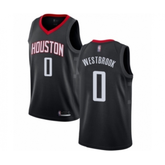 Men's Houston Rockets 0 Russell Westbrook Authentic Black Basketball Jersey Statement Edition