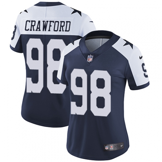 Women's Nike Dallas Cowboys 98 Tyrone Crawford Navy Blue Throwback Alternate Vapor Untouchable Limited Player NFL Jersey