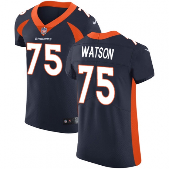 Men's Nike Denver Broncos 75 Menelik Watson Navy Blue Alternate Vapor Untouchable Elite Player NFL Jersey