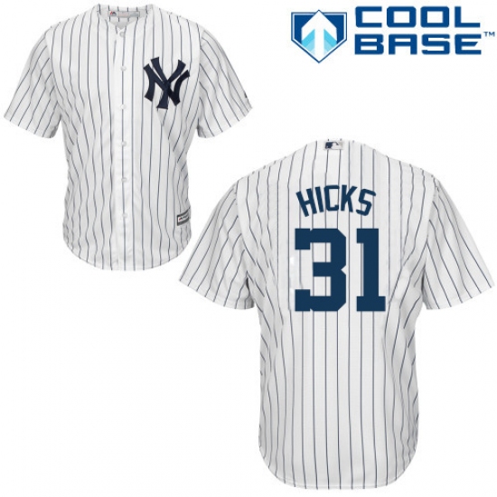 Men's Majestic New York Yankees 31 Aaron Hicks Replica White Home MLB Jersey