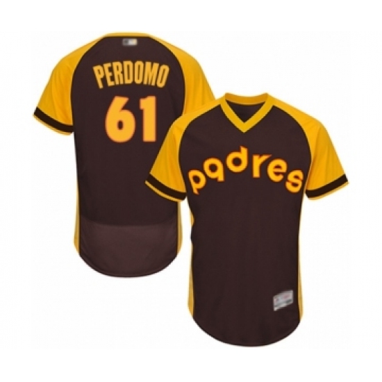 Men's San Diego Padres 61 Luis Perdomo Brown Alternate Cooperstown Authentic Collection Flex Base Baseball Player Jersey