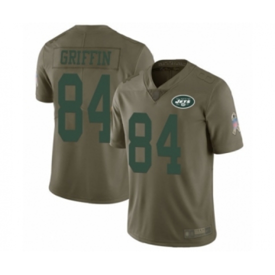 Youth New York Jets 84 Ryan Griffin Limited Olive 2017 Salute to Service Football Jersey