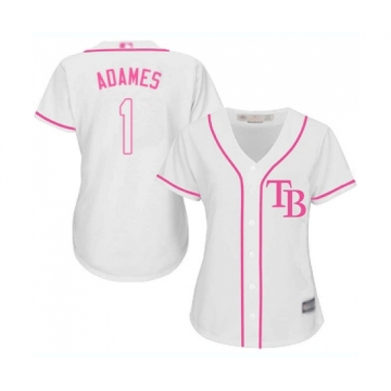 Women's Tampa Bay Rays 1 Willy Adames Replica White Fashion Cool Base Baseball Jersey