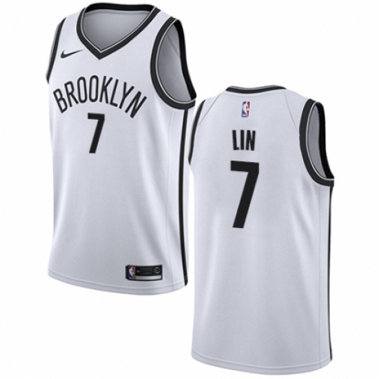 Youth Nike Brooklyn Nets 7 Jeremy Lin Authentic White NBA Jersey - Association Edition