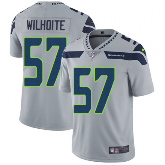 Men's Nike Seattle Seahawks 57 Michael Wilhoite Grey Alternate Vapor Untouchable Limited Player NFL Jersey
