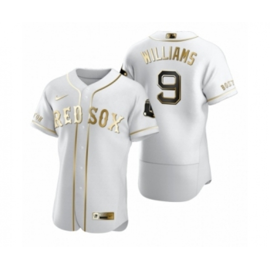 Men's Boston Red Sox 9 Ted Williams Nike White Authentic Golden Edition Jersey