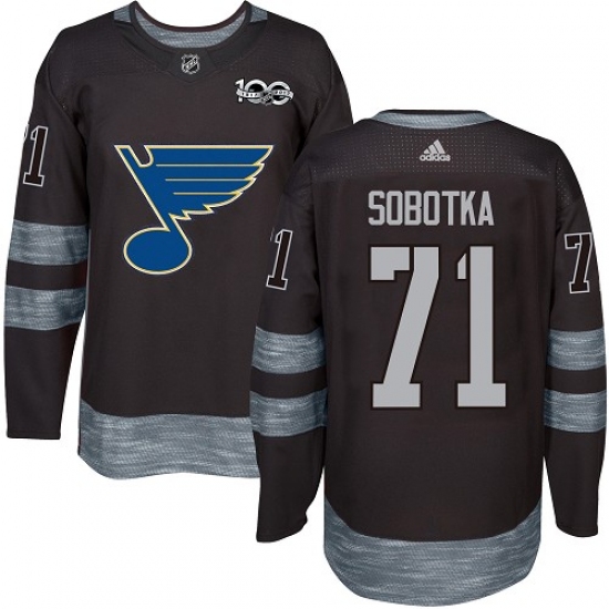 Men's Adidas St. Louis Blues 71 Vladimir Sobotka Authentic Black 1917-2017 100th Anniversary NHL Jersey