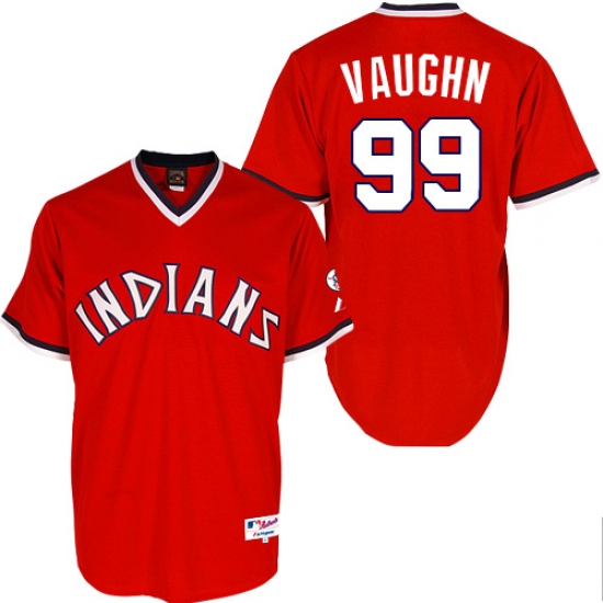Men's Majestic Cleveland Indians 99 Ricky Vaughn Replica Red 1974 Turn Back The Clock MLB Jersey